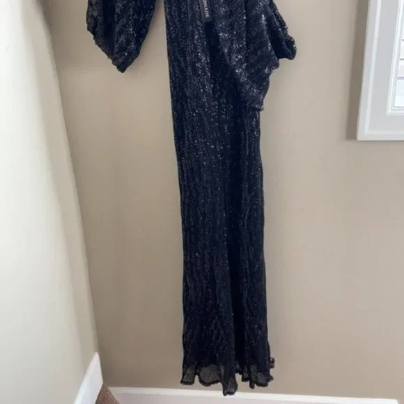 Black Backless Sequins Wedding Dress Prom Gown - Picture 7 of 10